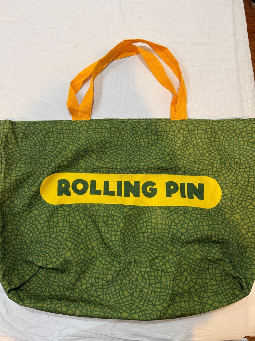 Rolling Pin Green & Yellow Reptile Tote Bag